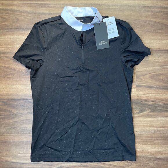 Equiline Women's Glitter Compeition Shirt - Black Polo -  XXL - Picture 1 of 4